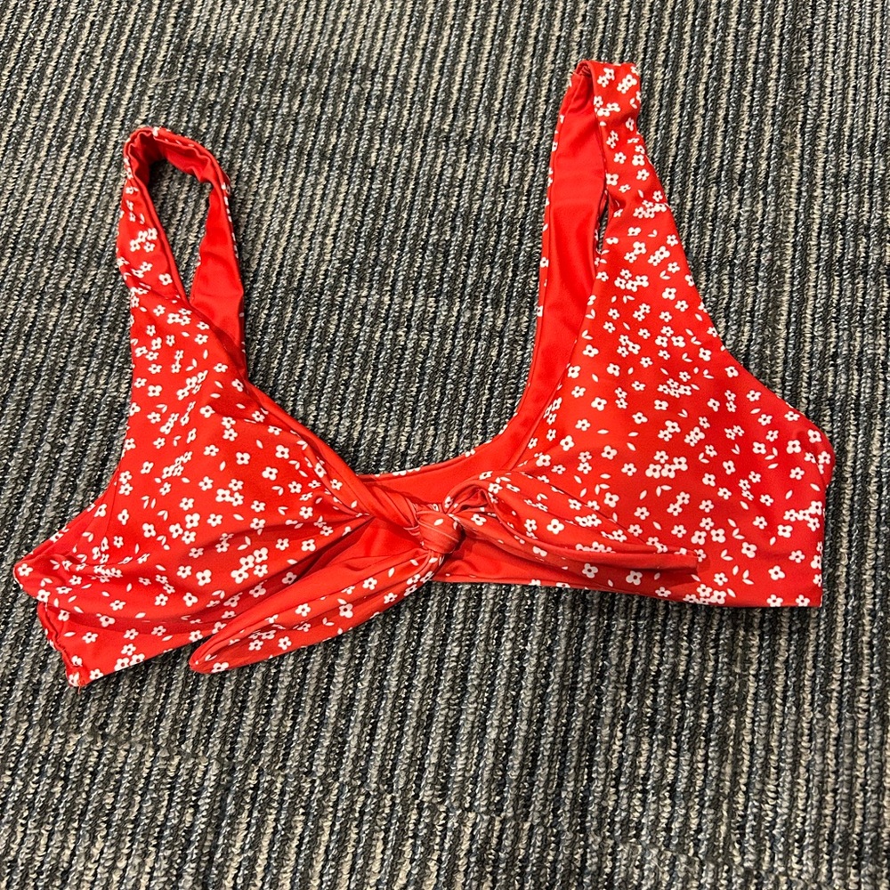 Red Floral Bikini Top